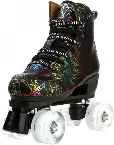 Vista 6 de jessie Patines de ruedas para exteriores para mujeres y adultos, con ruedas iluminadas, patines quad negros para hombres, jóvenes, niños y niñas