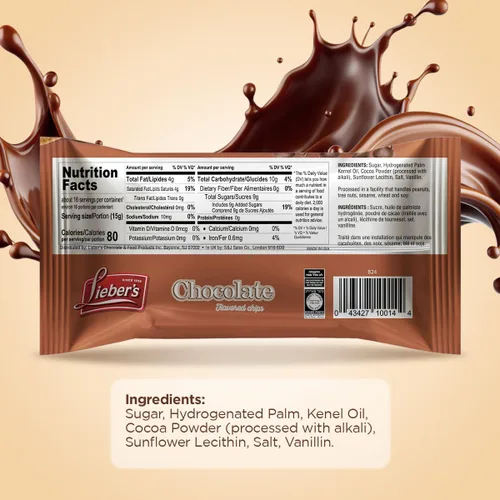 Vista 2 de Lieber's Chips con sabor a chocolate - Bolsa de 9 oz - Chips de chocolate sin gluten, veganos, sin lácteos - Perfectos para hornear, botanas