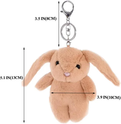 Vista 6 de BEGOOD Llavero de conejo esponjoso Pom Rex Bunny Llavero