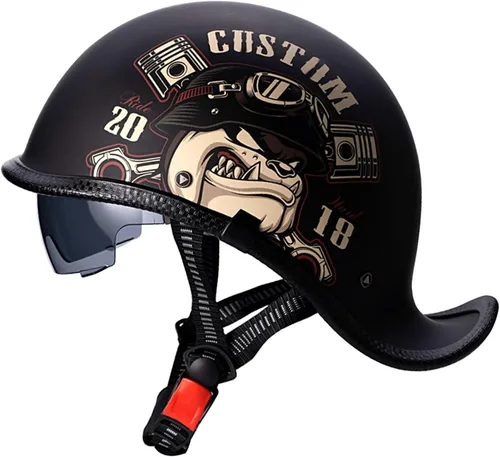Vista 9 de Casco retro para motocicleta, aprobado por DOT, para adultos, hombres y mujeres, estilo alemán vintage, casco de media cara para scooter