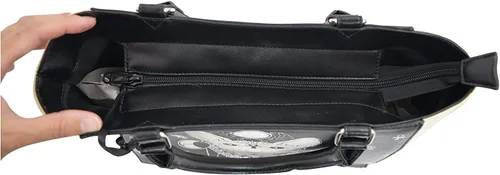 Vista 5 de Lost Queen Gothic Bastet Sphynx Cat Occult Goth - Bolso de mano, negro, crema, pequeño, Crema