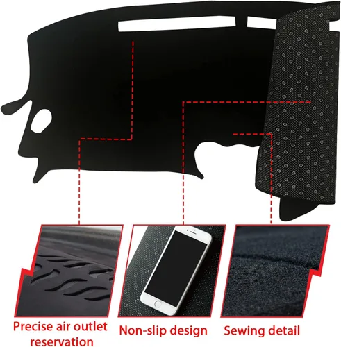 Vista 2 de Tapete antideslizante para tablero de instrumentos compatible con Nissan Altima 2007-2012 Protector solar (borde negro)