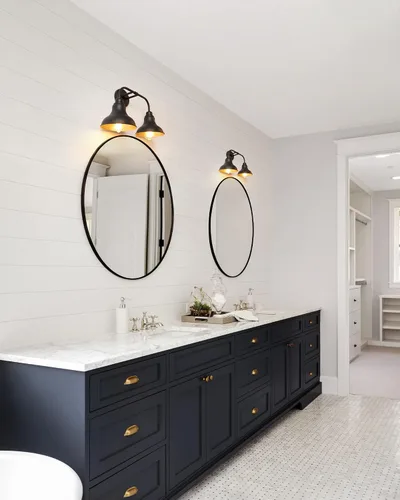 Vista 8 de 18-Inch 2-Light Farmhouse Bathroom Vanity Light Over Mirror, Black