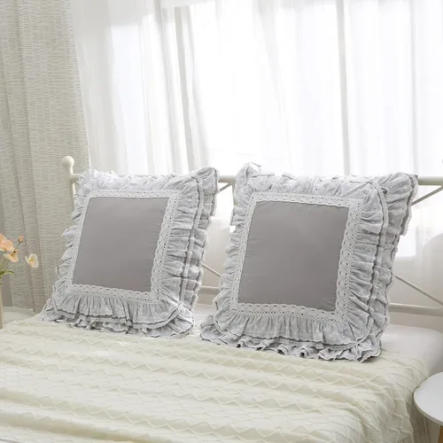 Vista 19 de Juego de 2 fundas de almohada con encaje blanco con flores 3D de aspecto retro noble y lujoso elegante, 100% algodón, tamaño estándar