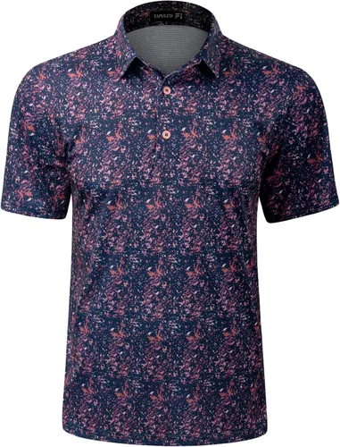 Vista 28 de TAPULCO Camisetas tipo polo de secado rápido para hombre, diseño de camuflaje, atléticas, ligeras, transpirables, casuales, para golf
