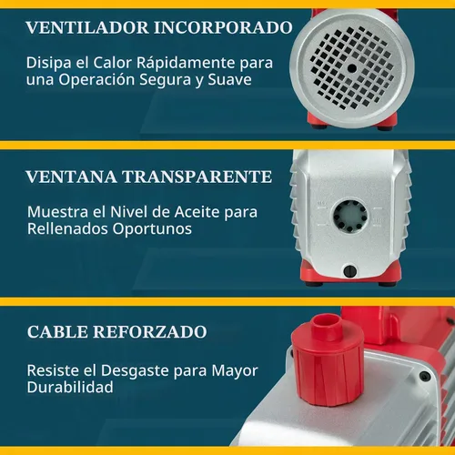 Vista 6 de bomba de vacío HVAC de una sola etapa, 3.5CFM - Ideal para herramientas de reparación de aire acondicionado, bomba de vacío de aire acondicionado