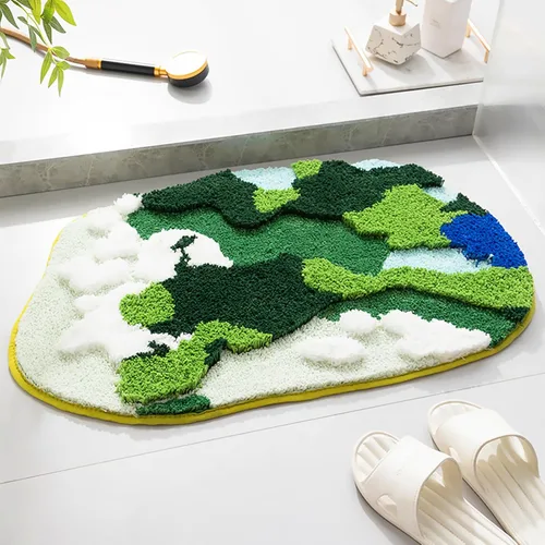 Vista 7 de LEVINIS Moss - Alfombra de baño con diseño de musgo, antideslizante, suave y absorbente de agua, 31 x 20 pulgadas