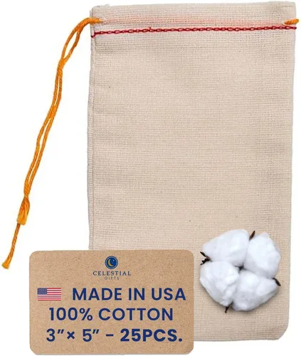 Vista 13 de Celestial Gifts Pequeñas bolsas de muselina de algodón con cordón, 100 2.75 x 3.75 pulgadas (paquete de 100) - Cordón naranja