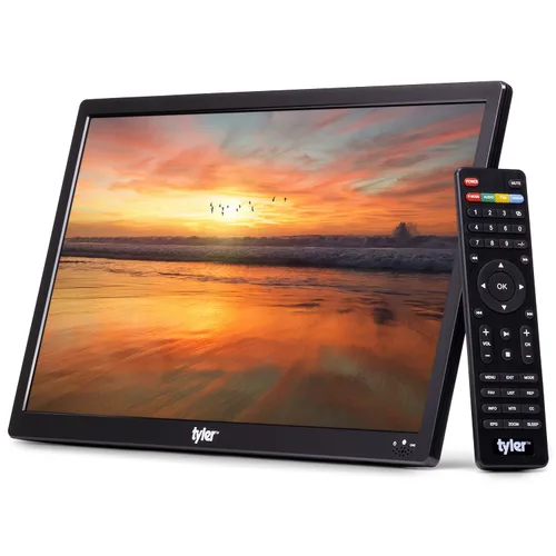 Vista 9 de Tyler TV Monitor LCD Portátil de 16" con Batería Capacidad Inalámbrica HD-TV, HDMI, USB, RCA, AC/DC, Radio FM, Cargador de Coche, Control Remoto
