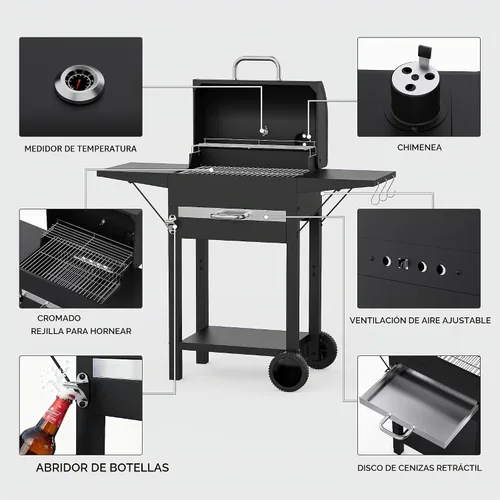 Vista 8 de KEYO GRILL Parrilla de carbón de 20 pulgadas, resistente con mesas