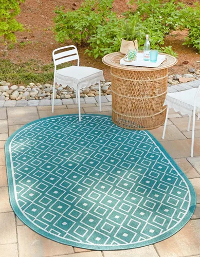 Vista 12 de Unique Loom Outdoor Trellis Collection - Alfombra de área Kafes (2 x 6 pies 1 pulgada, gris/marfil)