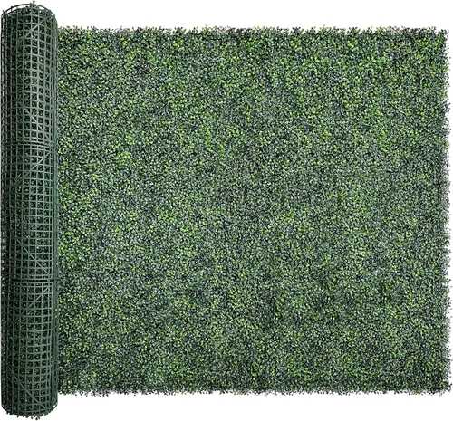 Vista 12 de Bybeton Panel de pared de césped artificial, 10 x 10 pulgadas (12 unidades) paneles de pared verde sintético de boj para pared interior, pared