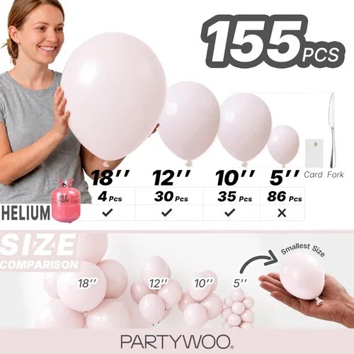 Vista 223 de PartyWoo 50 globos de látex color piel albaricoque, globos de helio boho de Albaricoque-f05