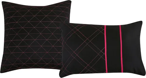 Vista 5 de ESCA Bed-in-a-Bag - Juego de sábanas y edredón de 9 piezas, color negro y rosa, juego de cama en bolsa, tamaño Queen