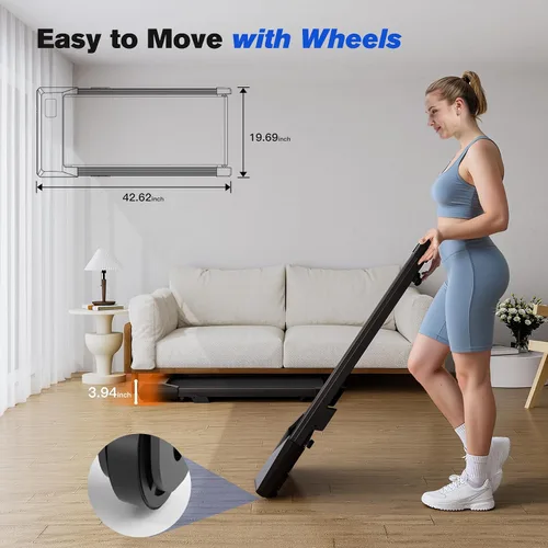Vista 4 de SupeRun Caminadora portátil para guardar debajo del escritorio, 3 en 1, con pantalla LED, control remoto, silenciosa, de 2.5 HP, para uso en oficina