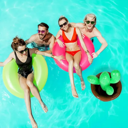 Vista 7 de Bencailor Enfriador inflable de cactus de 27.6 x 18 pulgadas, cubo de hielo de cactus, enfriador de bebidas para verano, piscina, fiesta, fiesta