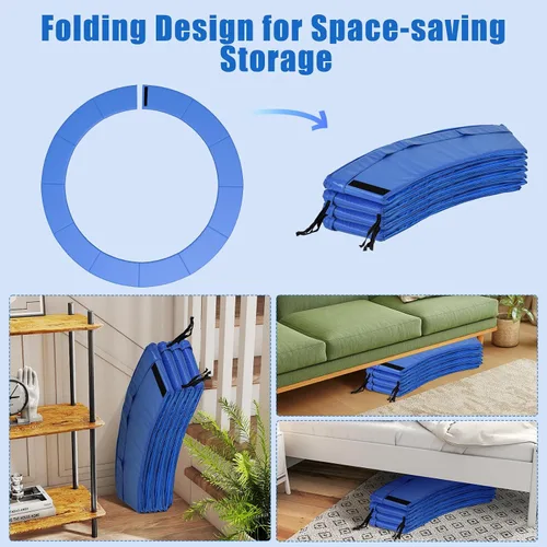 Vista 4 de Goplus Almohadilla de repuesto para cama elástica, 16, 15, 14, 12, 10, 8 pies, sin agujeros para postes, resistente al agua, universal, accesorios