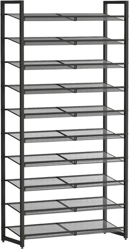 Vista 10 de Zapatero de metal para armario, entrada, organizador de zapatos de 4 niveles, estantes planos o angulares ajustables, capacidad para hasta 20 pares