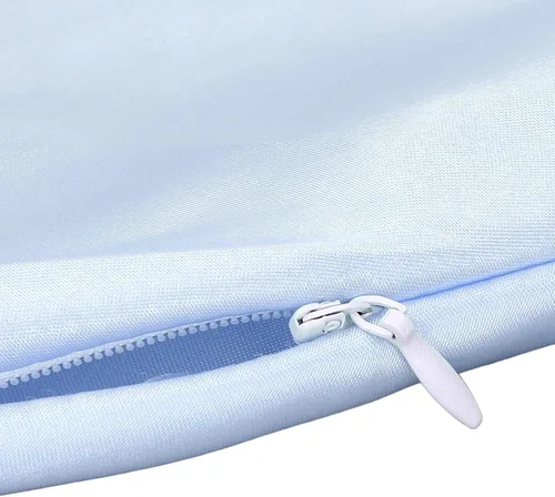 Vista 8 de Aramox Funda de almohada de satén súper suave, compatible con almohada de lactancia, lavable, agradable a la piel, transpirable para una Azul