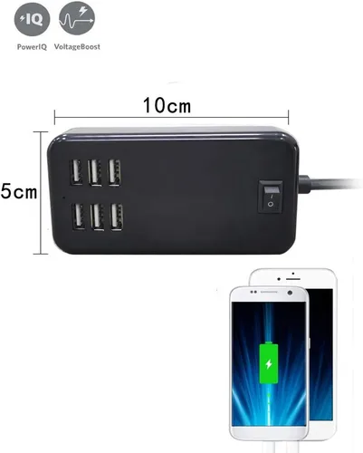 Vista 5 de Estación de carga USB, puerto de carga USB de 6 puertos adecuado para teléfonos inteligentes, todos los dispositivos de carga con SBU, cargador