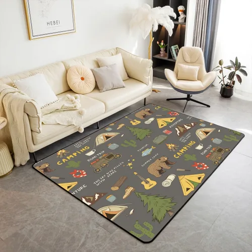 Vista 27 de Erosebridal Alfombras Deportivas de Área para Niños 1.49 m x 1 m, Alfombra Antideslizante de Béisbol, Fútbol, Baloncesto, Alfombra Deportiva