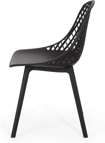 Vista 4 de Delora Silla de comedor moderna para exteriores (juego de 2), color negro