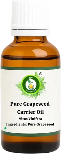 Vista 6 de R V Essential Aceite portador de semilla de uva puro 0.3 fl oz (0.338oz)- Vitus Vinifera (100% puro y natural prensado en frío)