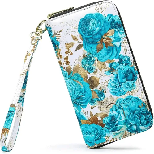Vista 113 de Cartera de mano para mujer, estilo bohemio, con RFID, elegante, espaciosa con correa para viajes, capacidad para tarjetas, teléfono, dinero