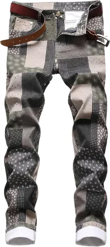 Vista 212 de Enrica Pantalones vaqueros estampados casuales para hombre
