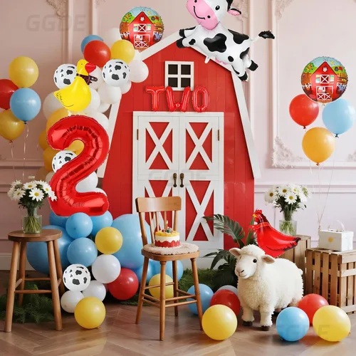 Vista 3 de 19 globos de animales de granja, globos de vaca, temática de granja
