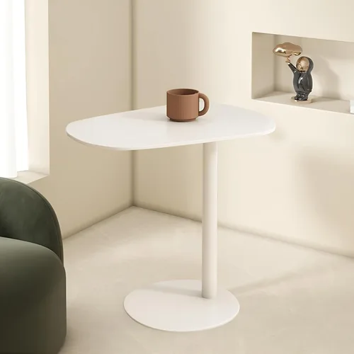 Vista 4 de Mesa auxiliar moderna de metal en forma de C para sofá, mesa auxiliar delgada para sofá, mesa auxiliar de aperitivos, bandejas de TV para comer
