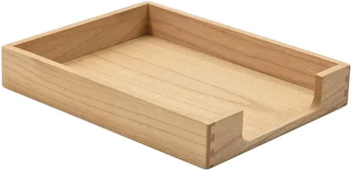 Vista 10 de Kirigen Bandeja de madera tamaño carta de un solo nivel (TP-DBR), colección de tonos de madera, bandeja de documentos de carga frontal para Marrón