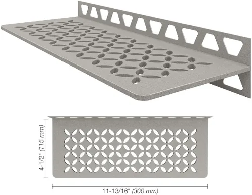 Vista 2 de Schluter Estante rectangular, diseño floral, acabado gris piedra
