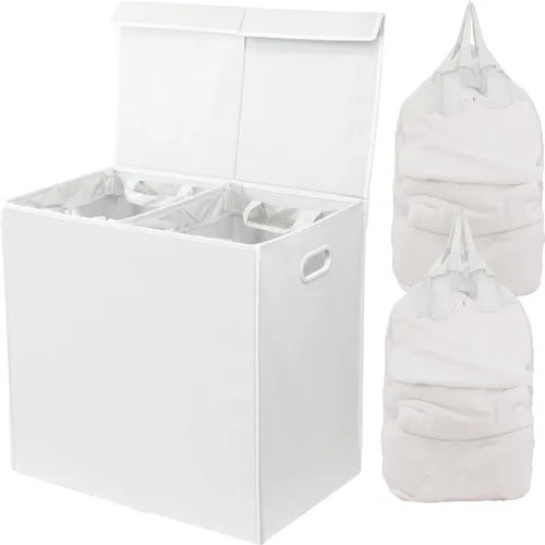 Vista 12 de Simple Houseware - Cesta doble para la ropa sucia, con tapa