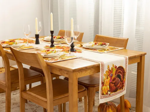 Vista 7 de YiHomer Colección de mesa de Acción de Gracias para decoración de cocina, comedor, fiestas, cosecha, fiesta de cosecha, juego de servilletas, 20 x