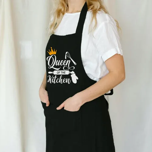 Vista 2 de Divertidos delantales de cocina para mujeres, delantal de la reina de la cocina para hornear a la parrilla, regalos para mamá, esposa, hermana, chef