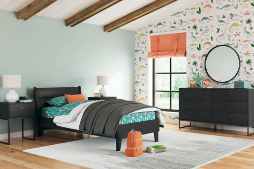 Vista 14 de Signature Design by Ashley Socalle - Cama casual de plataforma de doble panel, no necesita base o somier, color negro