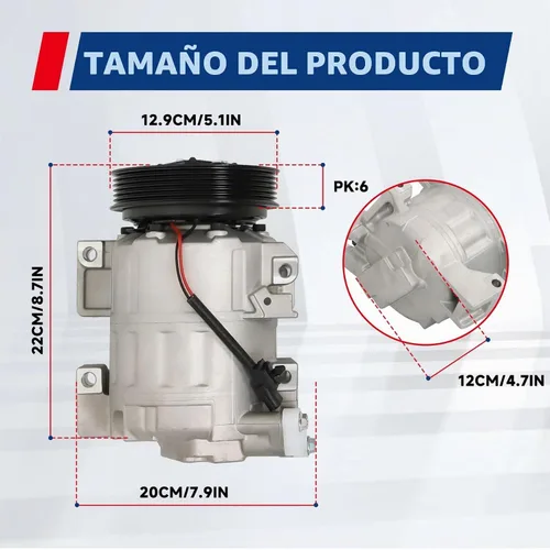 Vista 7 de waltyotur Reemplazo de Compresor de A/C AC para Nissan Altima 2007-2012, Nissan Sentra 2.5L 2007-2012 CO 10886C 92600JA00A