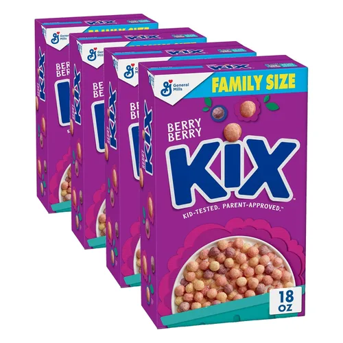 Vista 10 de Kix Cereal de desayuno de grano entero, bolitas de cereal de maíz crujientes, tamaño familiar, 18 oz