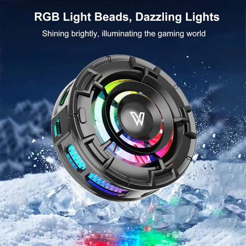 Vista 5 de Magnetic Phone Cooler with LED Lights, 3 Speed for Gaming (Black)