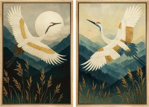 Vista 41 de Ashbrook - Set de arte de pared en lienzo enmarcado, tonos orgánicos de la tierra en beige y marrón con ilustraciones de trazos circulares, arte