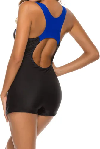 Vista 3 de sand's coast Boyleg - Traje de baño deportivo de una pieza con pantalones cortos, traje de baño deportivo con espalda cruzada para adolescentes
