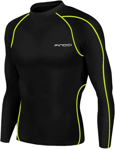 Vista 2 de Conjunto deportivo para hombre, camiseta de compresión y pantalones ajustados para la piel, manga larga, secado rápido, para gimnasio, yoga, Negro