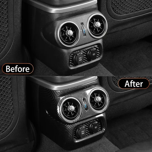 Vista 4 de YOUTOOCAR Cubierta de ventilación trasera de CA con patrón de fibra de carbono compatible con accesorios Kia Stinger 2018-2023