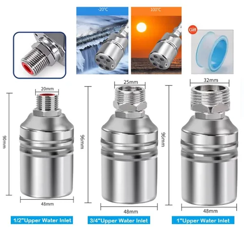 Vista 2 de 1pcs 304 Stainless Steel Floating Ball Valve Automatic Water Level Control Valve Water Tank Water Tower Shutoff Valve(1/2inch)