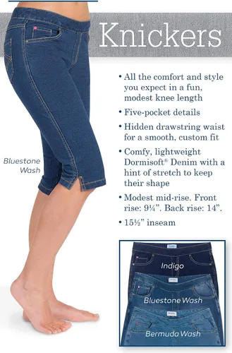 Vista 3 de PajamaJeans - Pantalones capri elásticos estilo mezclilla para mujer, Vaqueros cortos, S
