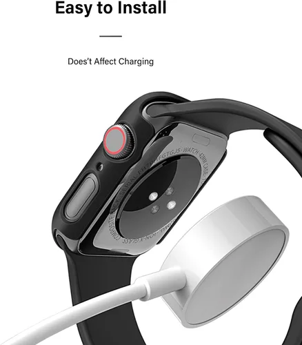 Vista 5 de Paquete de 3 fundas con protector de pantalla para Apple Watch de Negro + rosa intenso + morado oscuro