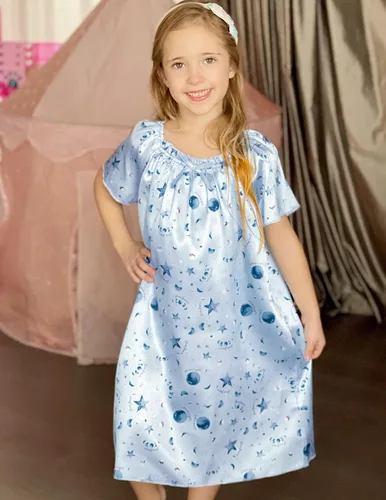 Vista 4 de Arshiner Camisones de seda de satén para niñas, pijama de manga corta, ropa de dormir suave de princesa
