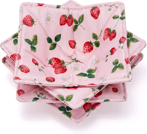 Vista 13 de Cunhill 4 Piezas Soportes Acogedores de Algodón para Tazones de Microondas para Comida Caliente Almohadillas Calientes Agarraderas para Tazones