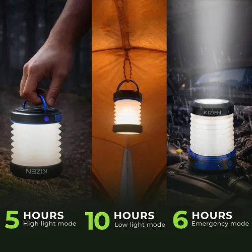 Vista 6 de Linterna Solar para Exteriores Kizen - Linterna Recargable Solar o por Enchufe - Luz LED Plegable para Apagones de Energía - Lámpara Esencial